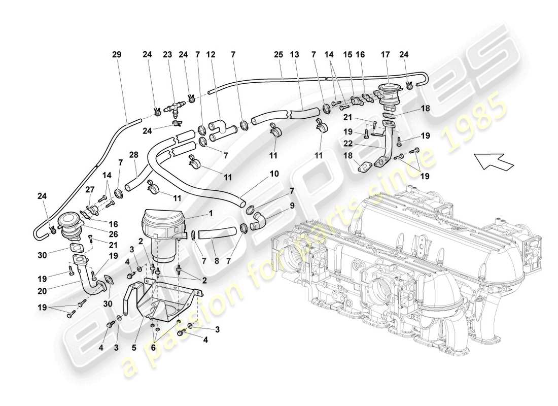 a part diagram from the lamborghini lp640 roadster (2007) parts catalogue