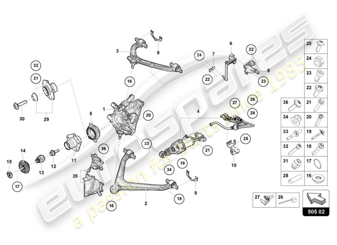 lamborghini 2024 (evo spyder) guide rear part diagram