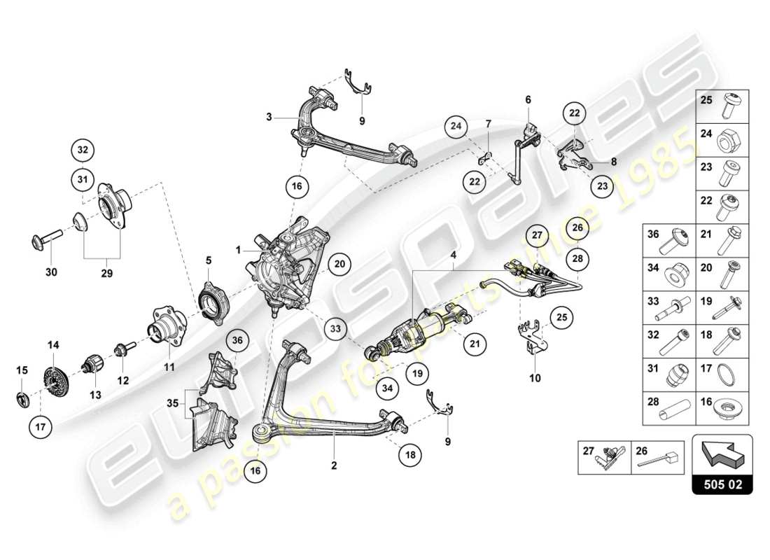 lamborghini 2021 (evo spyder) guide rear part diagram