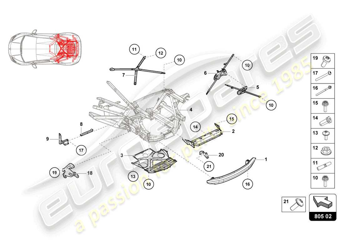 lamborghini 2023 (evo coupe 2wd) chassis rear, outer part diagram