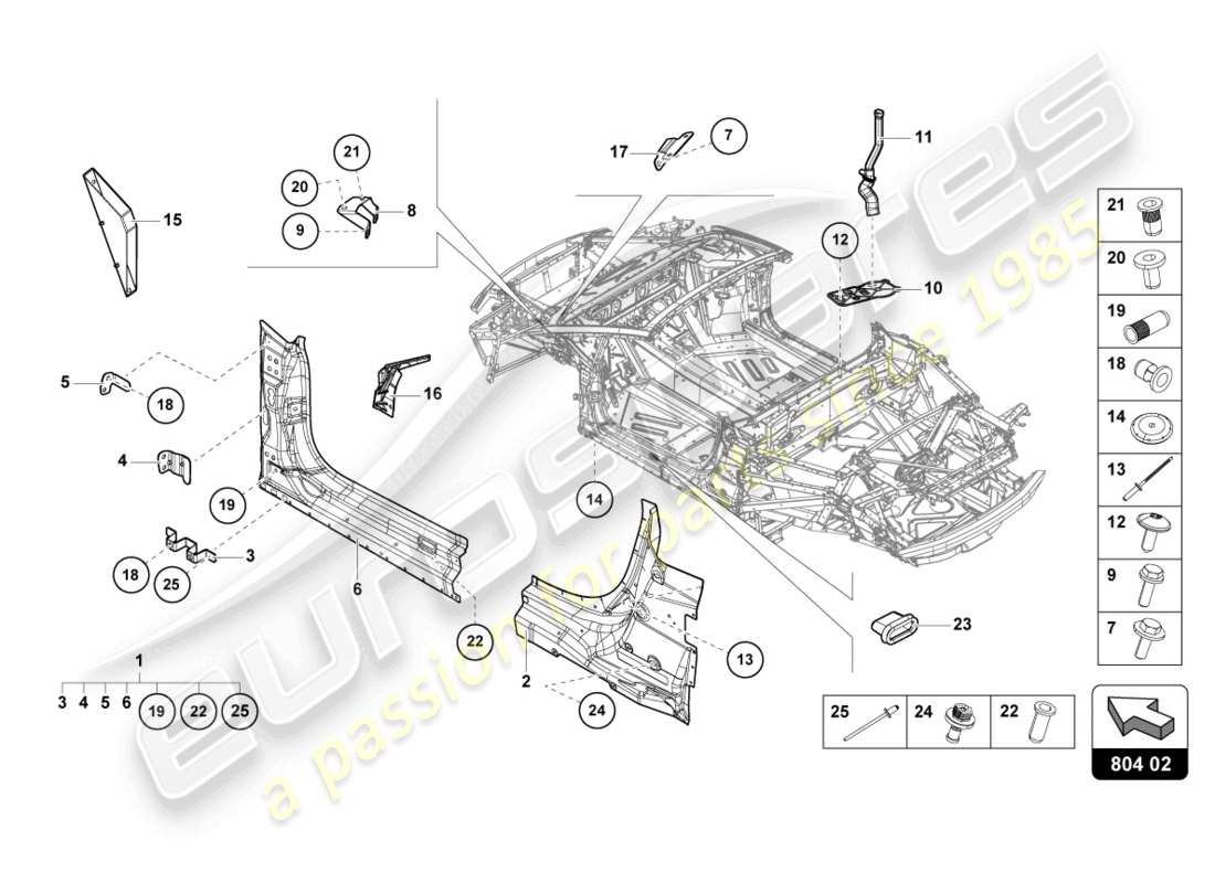 lamborghini 2021 (evo spyder) reinforcement part diagram