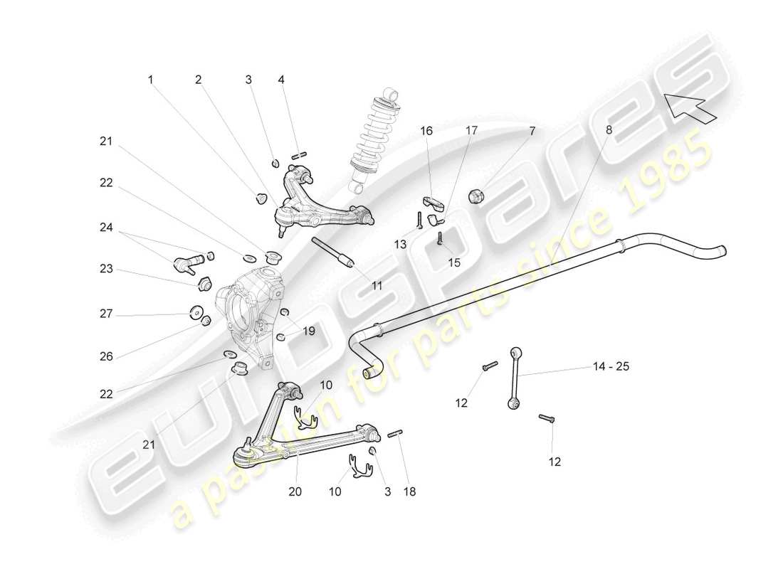 lamborghini gallardo spyder (2008) front axle part diagram