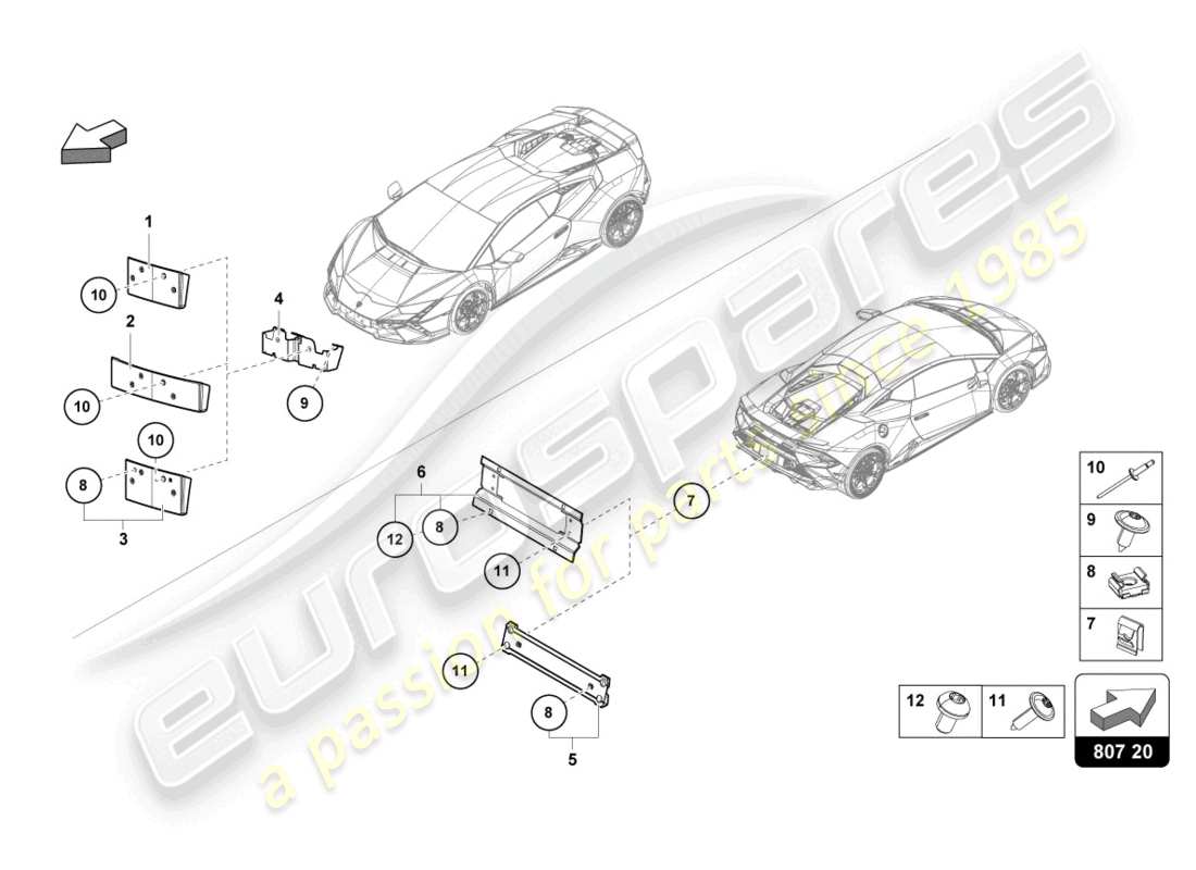 lamborghini 2023 (tecnica) licence plate holder parts diagram
