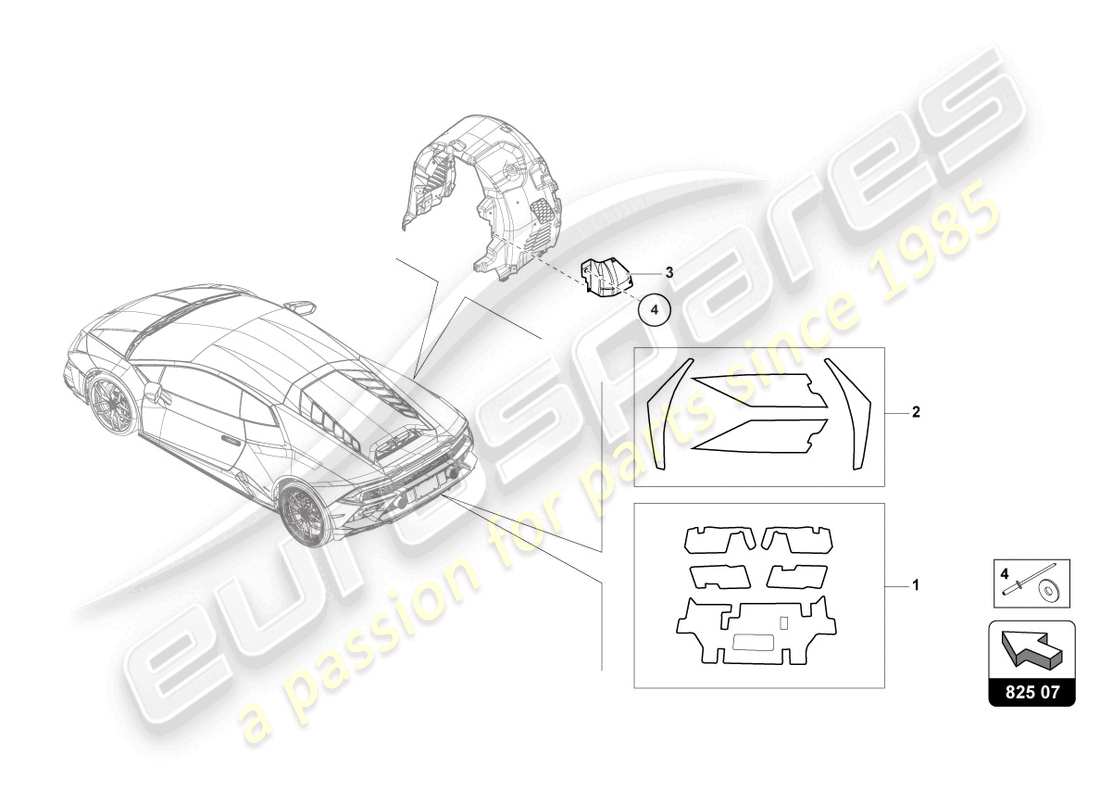 lamborghini 2021 (evo coupe) heat insulation (self-adhesive) part diagram