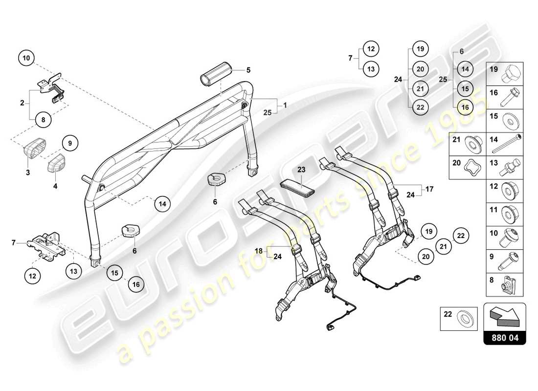 lamborghini 2023 (tecnica) roll bar parts diagram