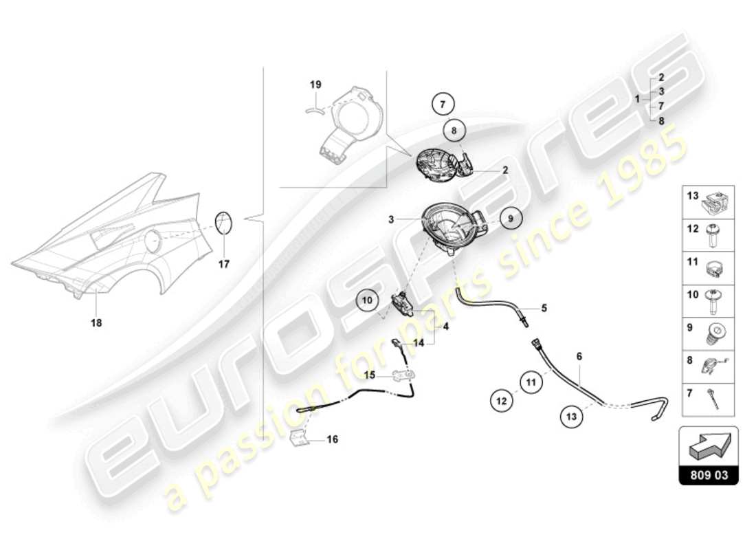 lamborghini 2023 (tecnica) fuel filler flap parts diagram