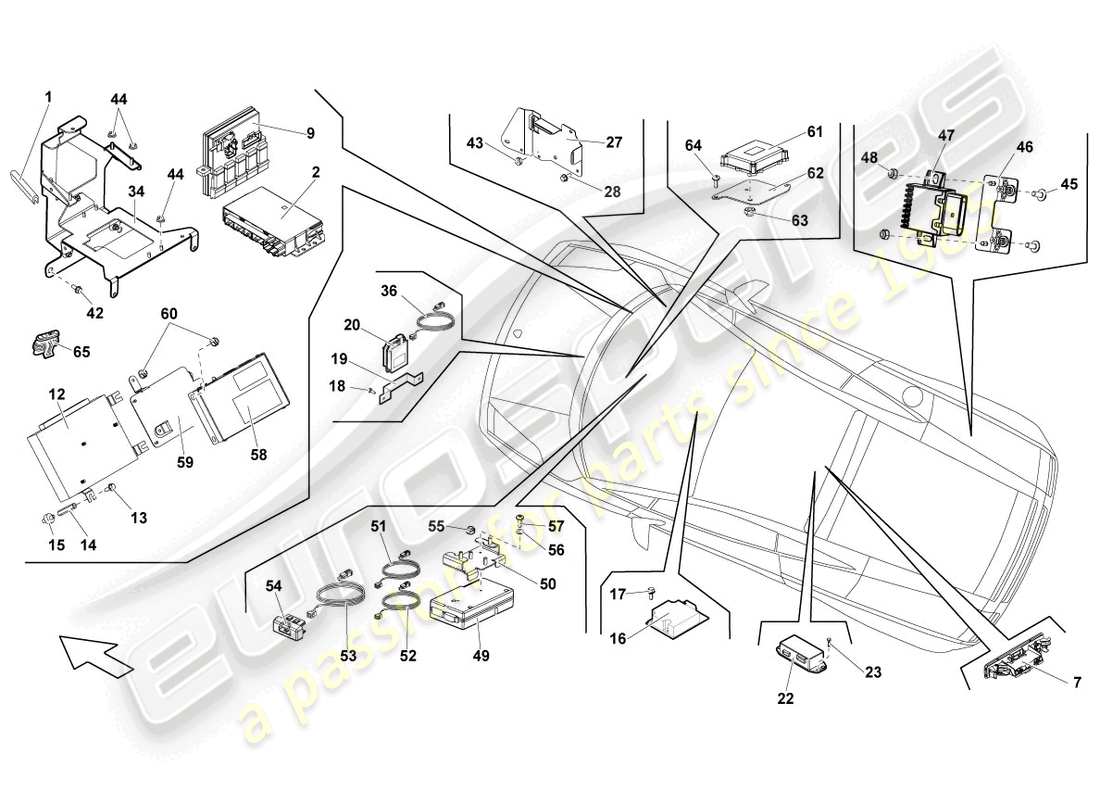 lamborghini lp560-4 coupe (2010) central control unit for convenience system part diagram