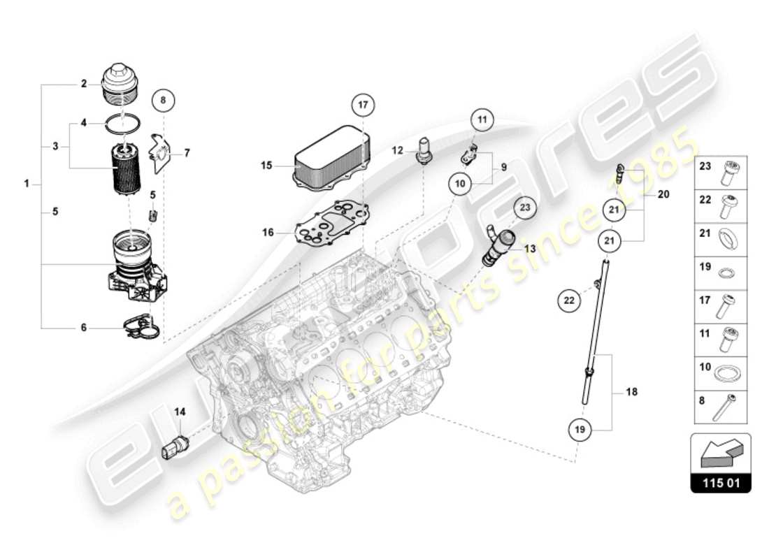 lamborghini urus (2021) oil filter element parts diagram