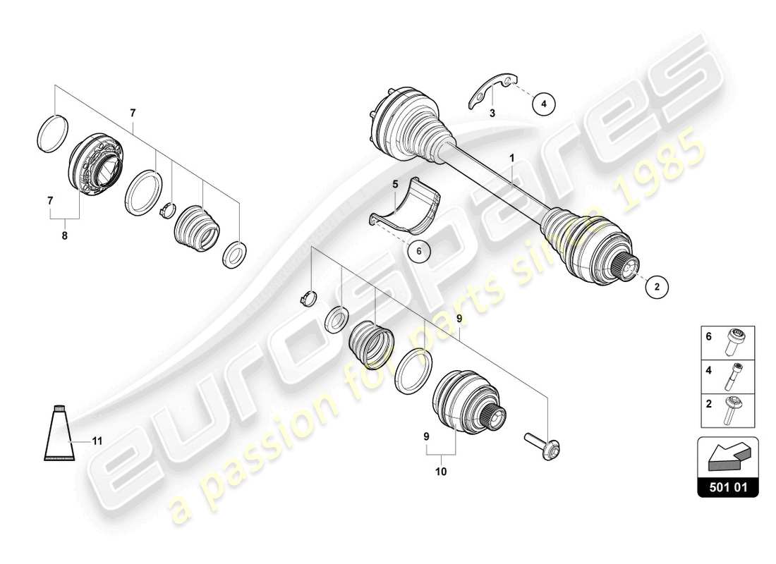 lamborghini urus (2021) axle shaft part diagram