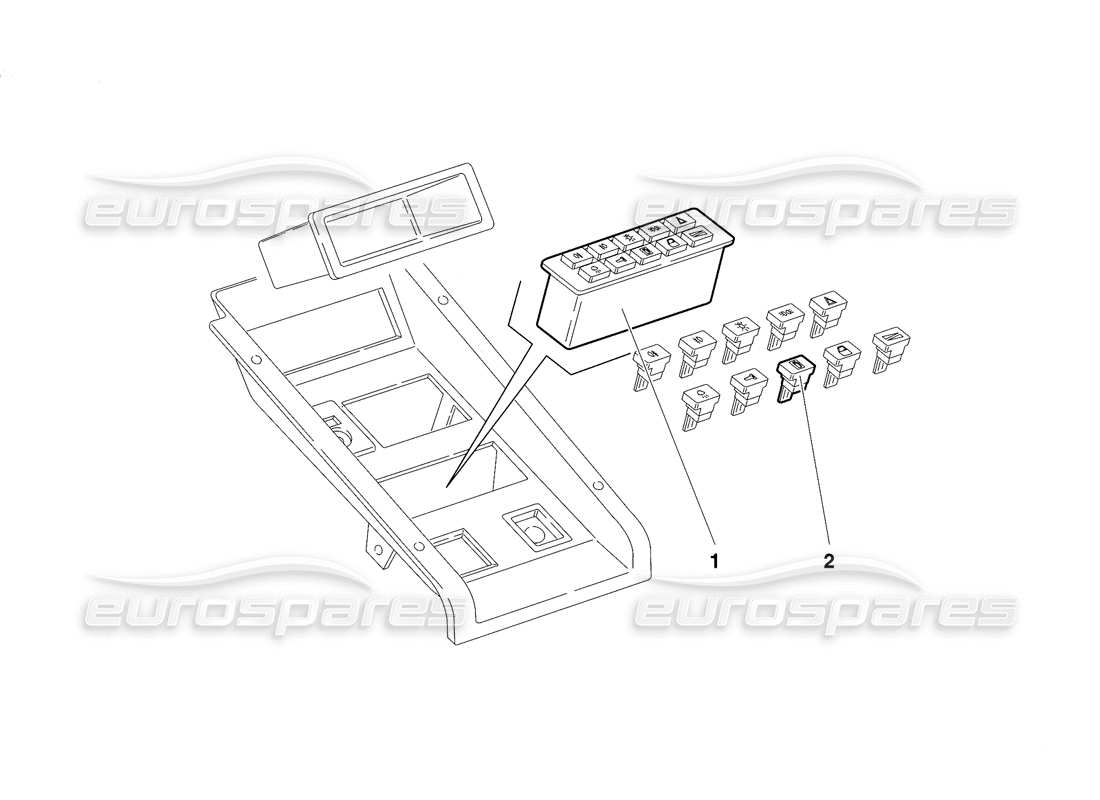 lamborghini diablo se30 (1995) tunnel panel instruments (valid for usa - january 1995) parts diagram