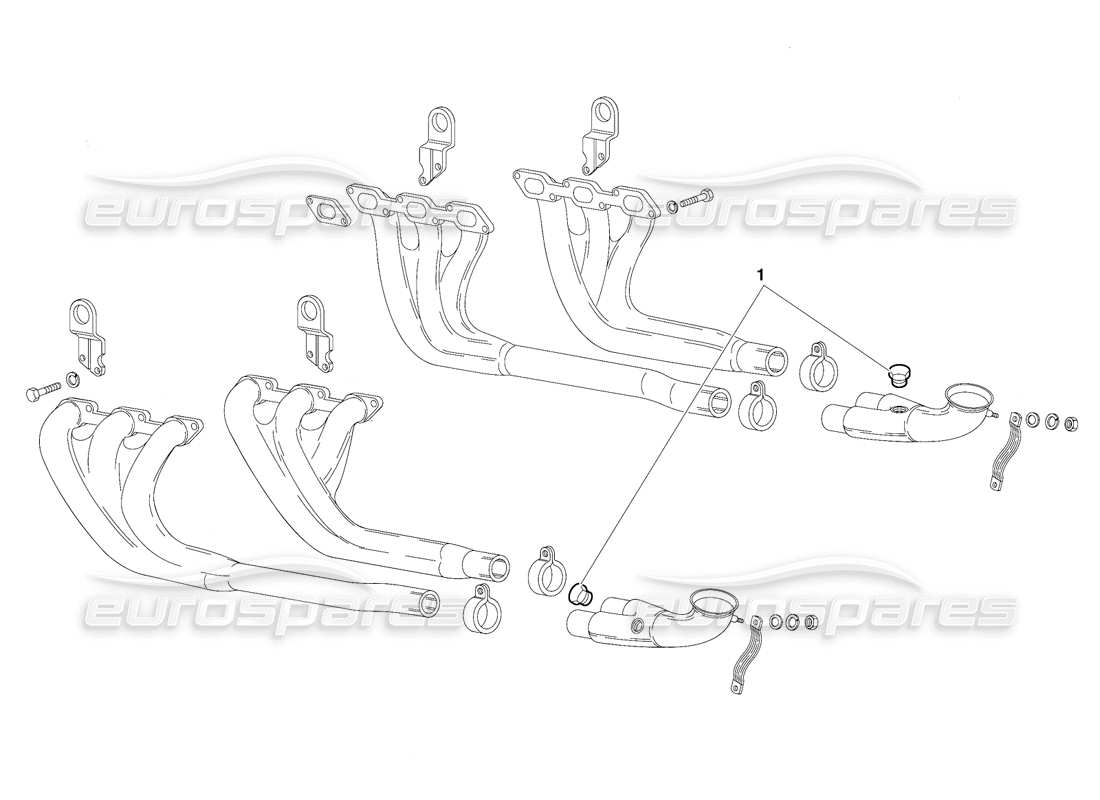 lamborghini diablo (1991) exhaust system (valid for saudi arabia version - october 1991) part diagram