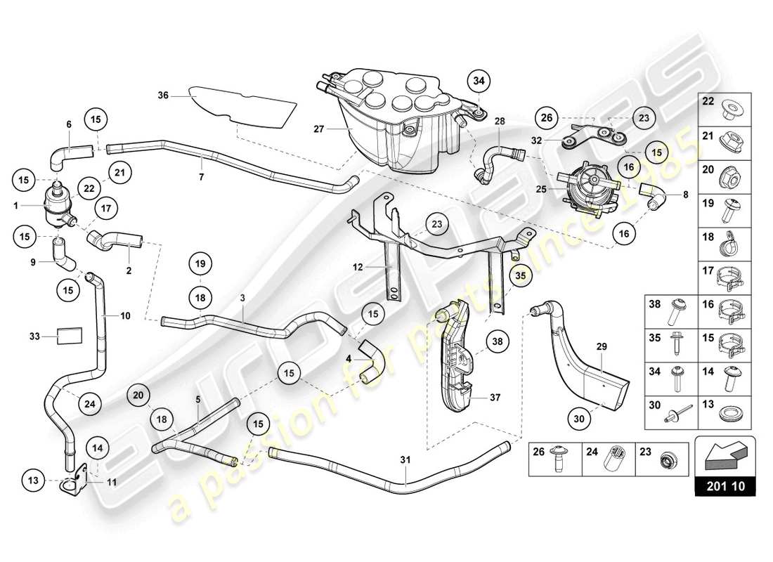 lamborghini lp770-4 svj coupe (2022) activated carbon filter system part diagram