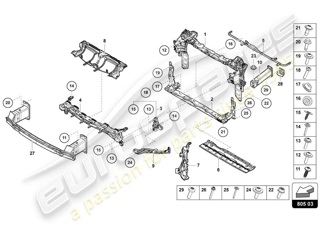 lamborghini urus (2020) support for coolant radiator parts diagram