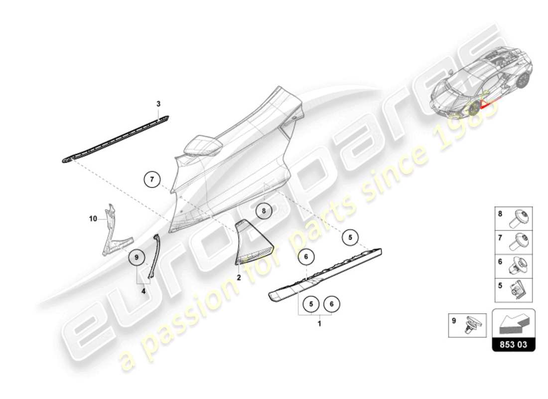 lamborghini revuelto coupe (2024) cover for door parts diagram