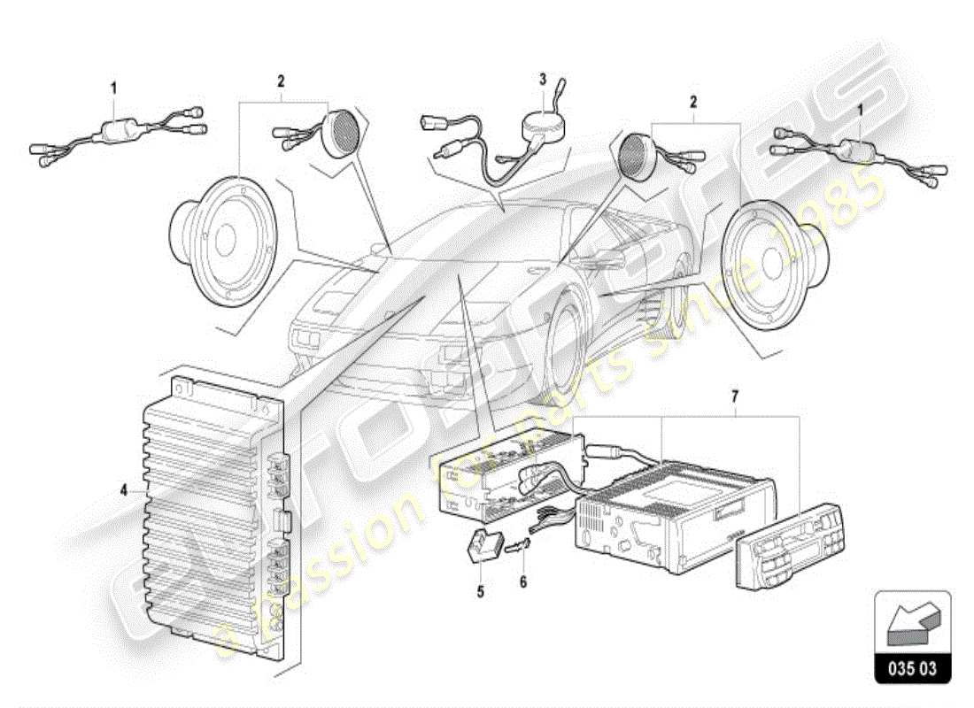 lamborghini diablo vt (1996) radio unit parts diagram
