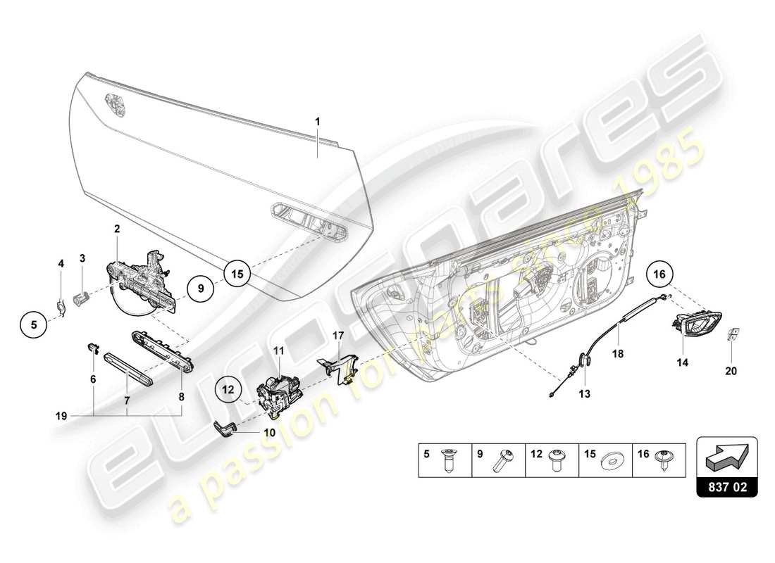 lamborghini 2023 (evo coupe) door handles part diagram