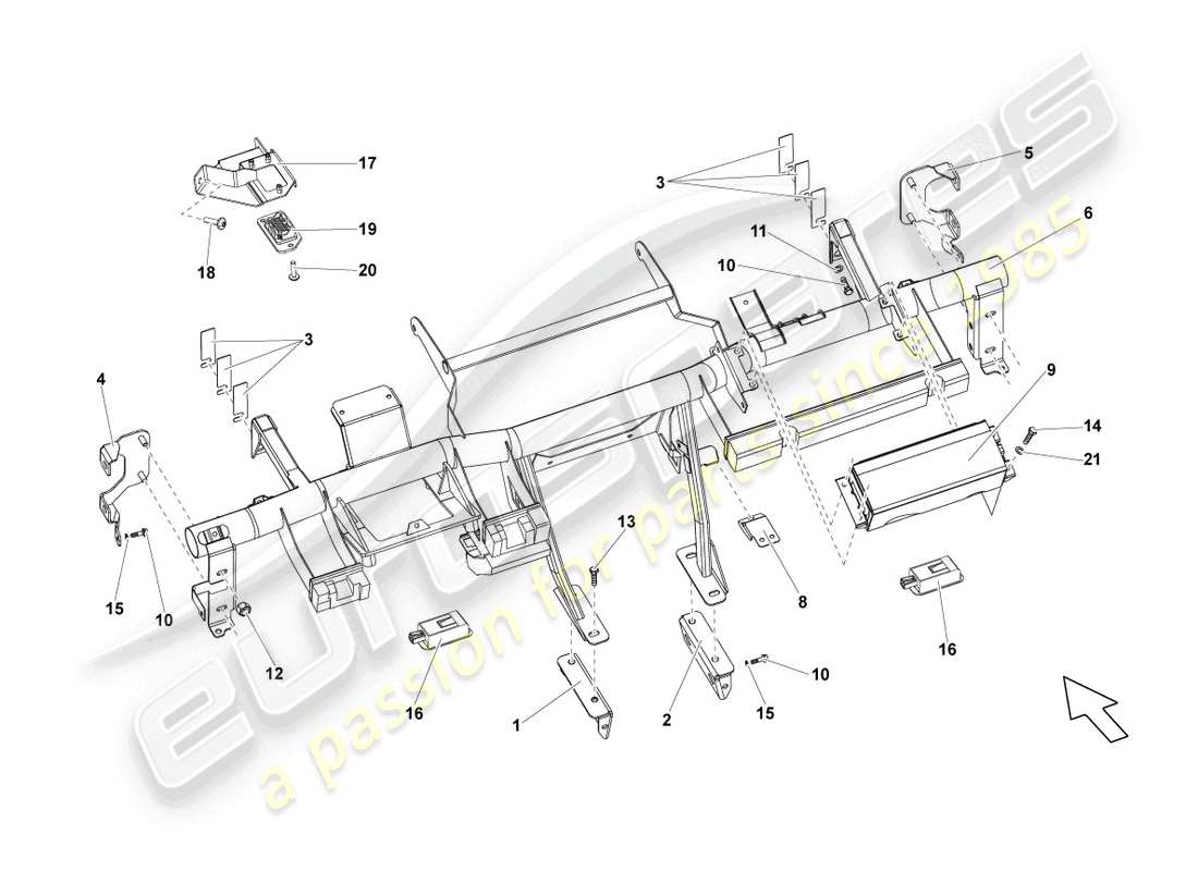 lamborghini lp560-4 coupe (2010) cross member for dash panel part diagram