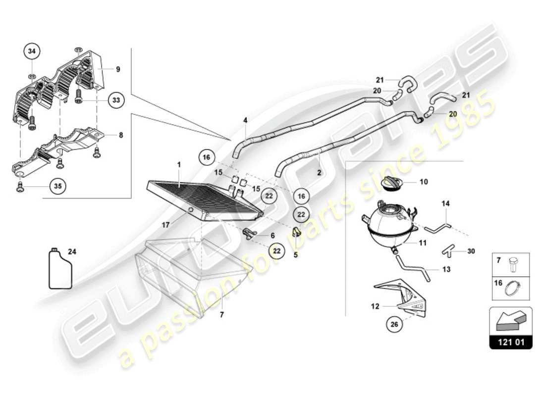 lamborghini 2022 (super trofeo evo 2) water cooling system part diagram