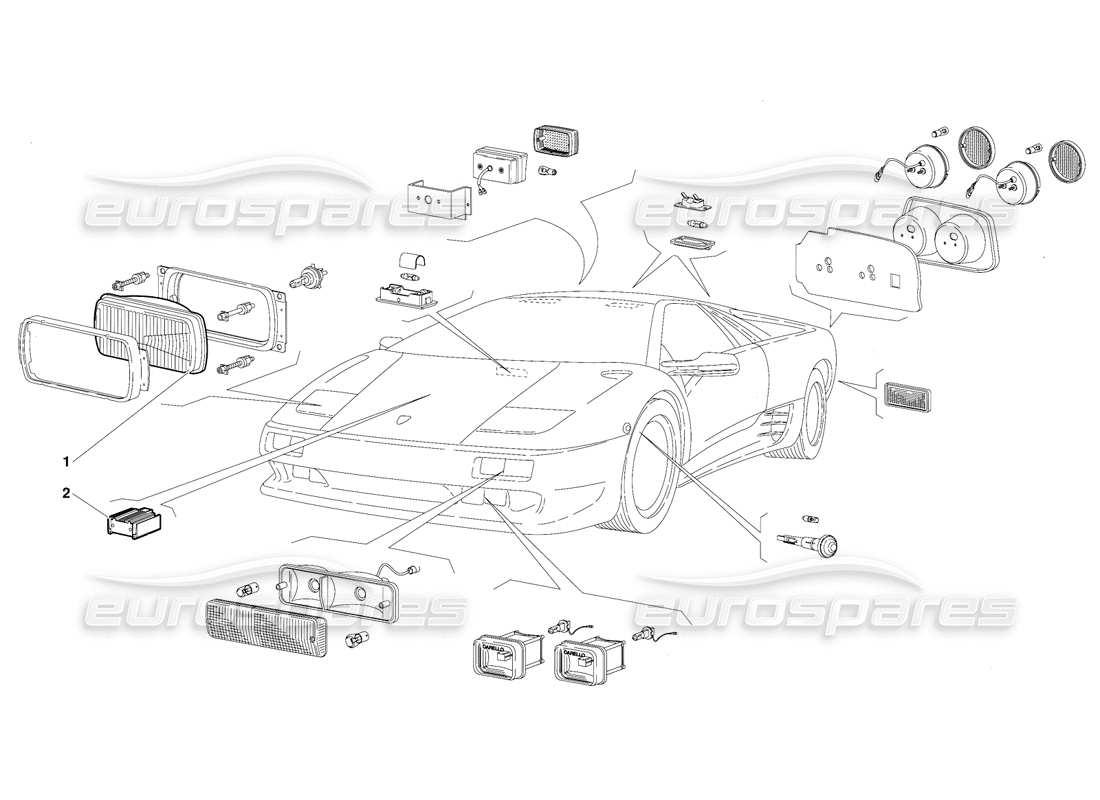 lamborghini diablo (1991) lights (valid for australia version - october 1991) part diagram