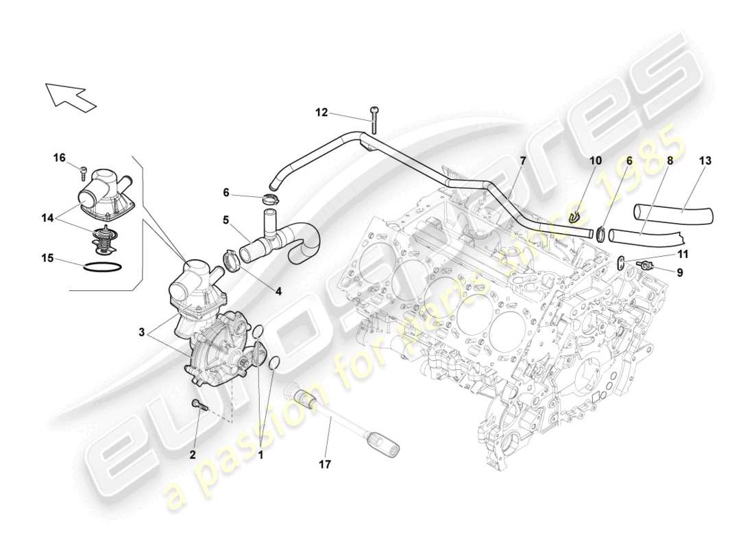 lamborghini gallardo coupe (2007) coolant pump part diagram