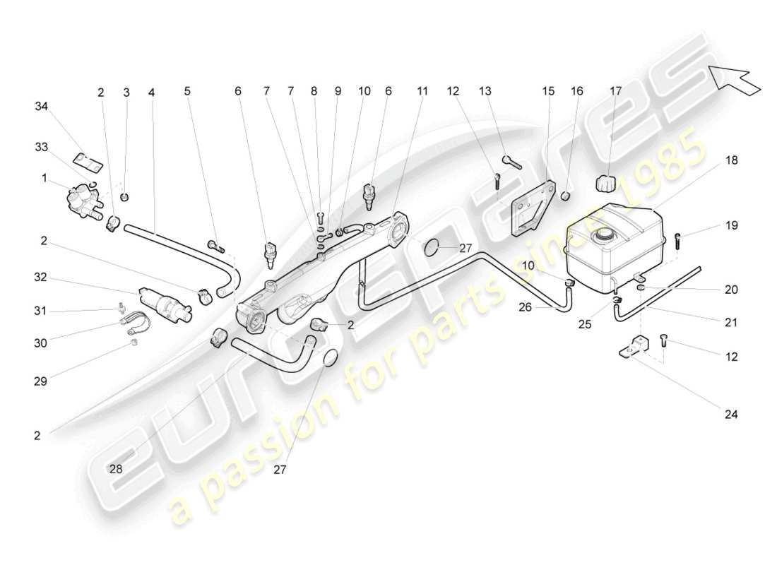 lamborghini gallardo coupe (2007) additional coolant pump part diagram