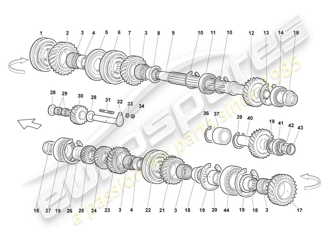 lamborghini lp640 roadster (2007) output shaft parts diagram