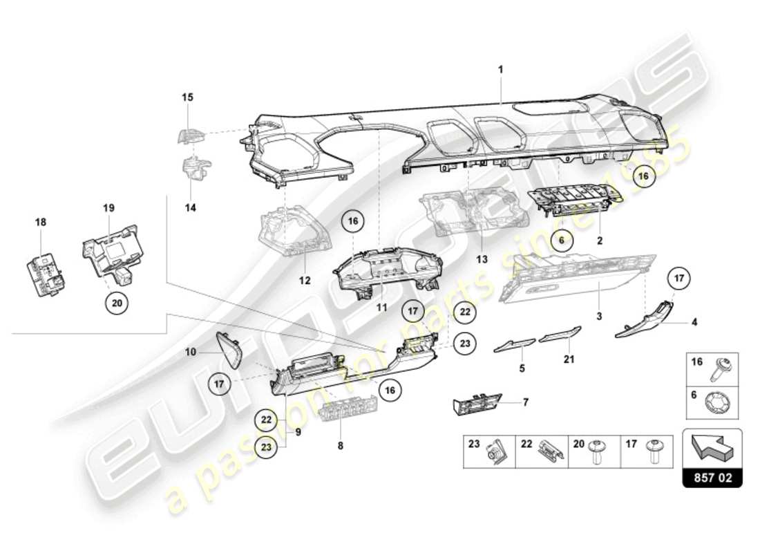 lamborghini 2024 (sto) instrument panel trim part diagram