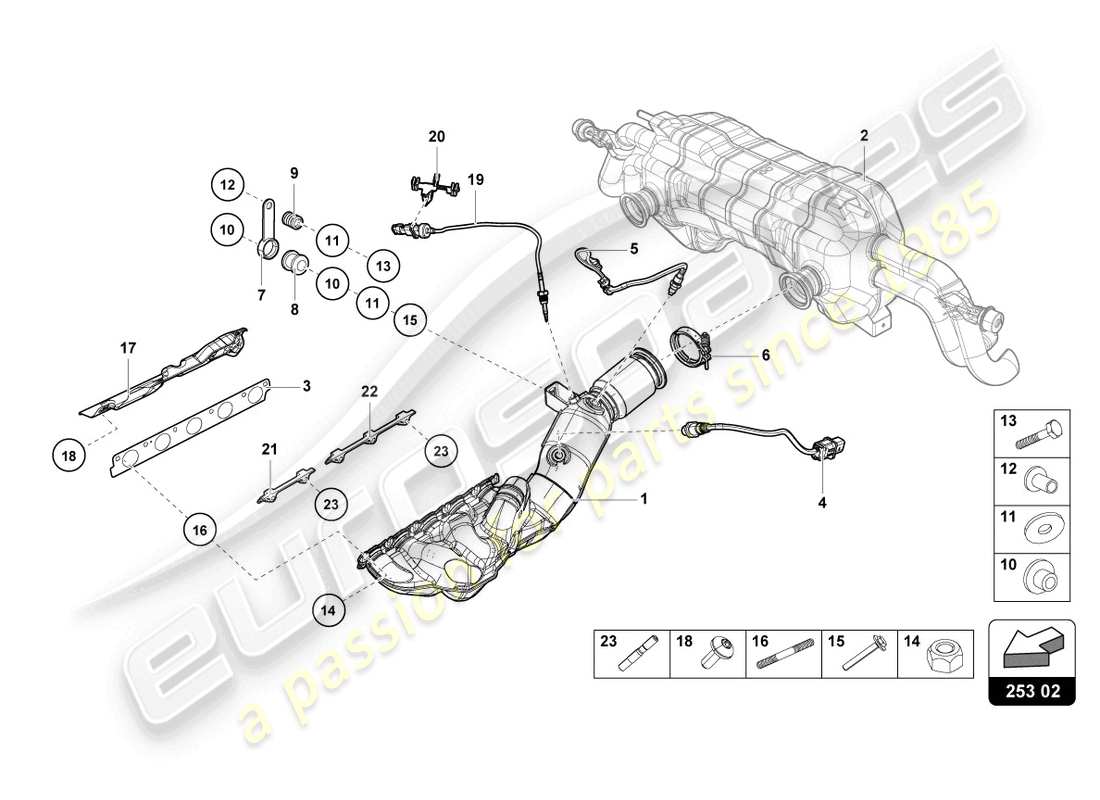 lamborghini 2023 (tecnica) exhaust manifolds parts diagram