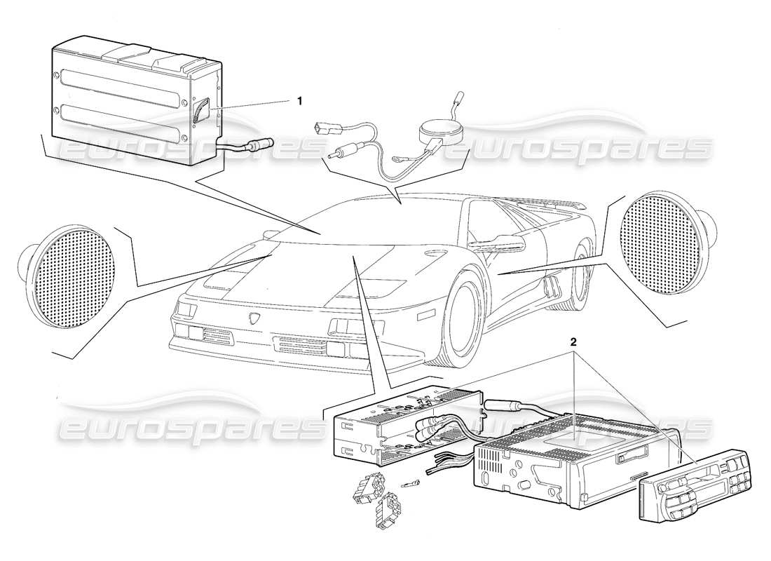 lamborghini diablo se30 (1995) radio set (valid for canada - january 1995) parts diagram