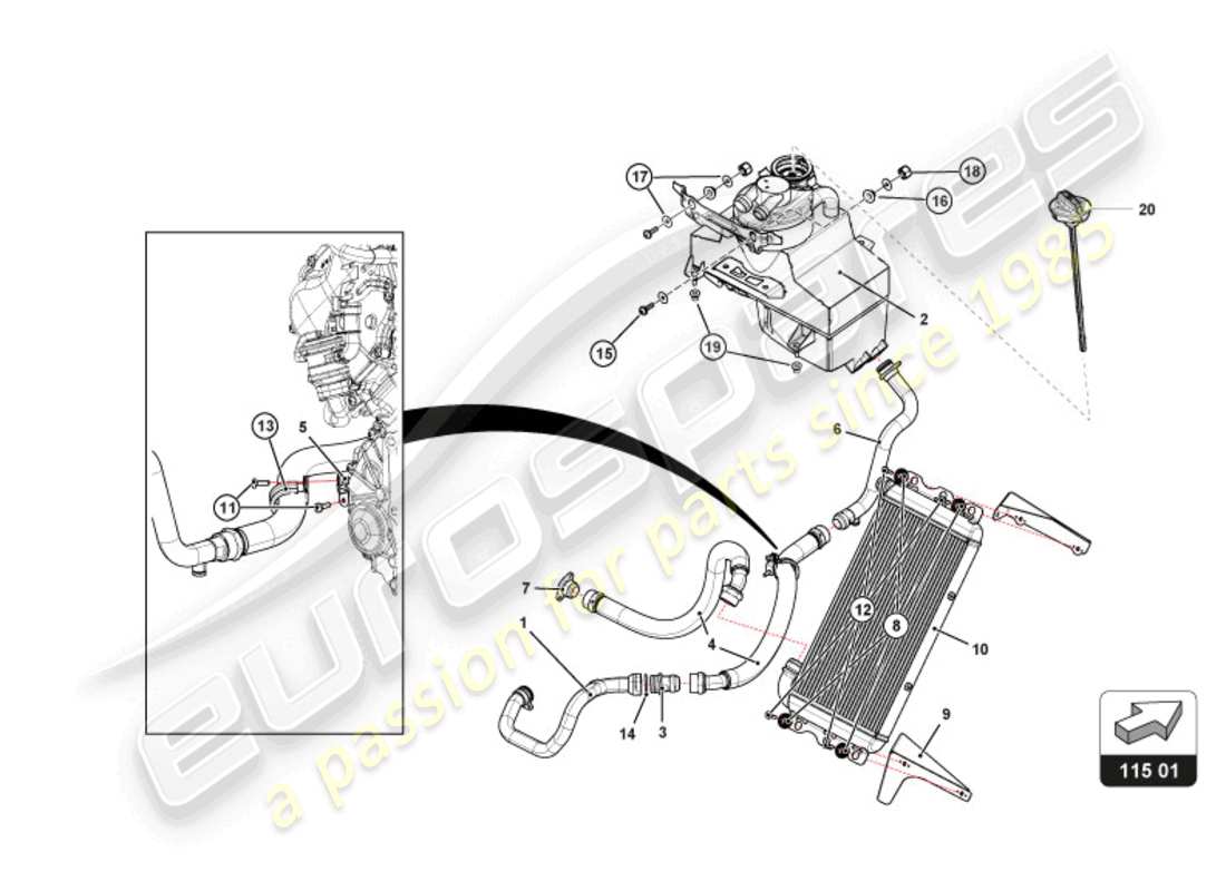 lamborghini 2022 (super trofeo evo 2) engine oil system part diagram