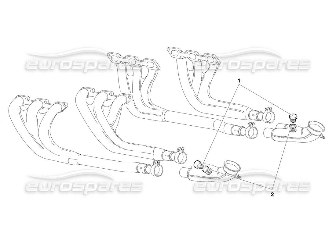 lamborghini diablo sv (1997) exhaust system (valid for south africa - rh d. - march 1997) part diagram