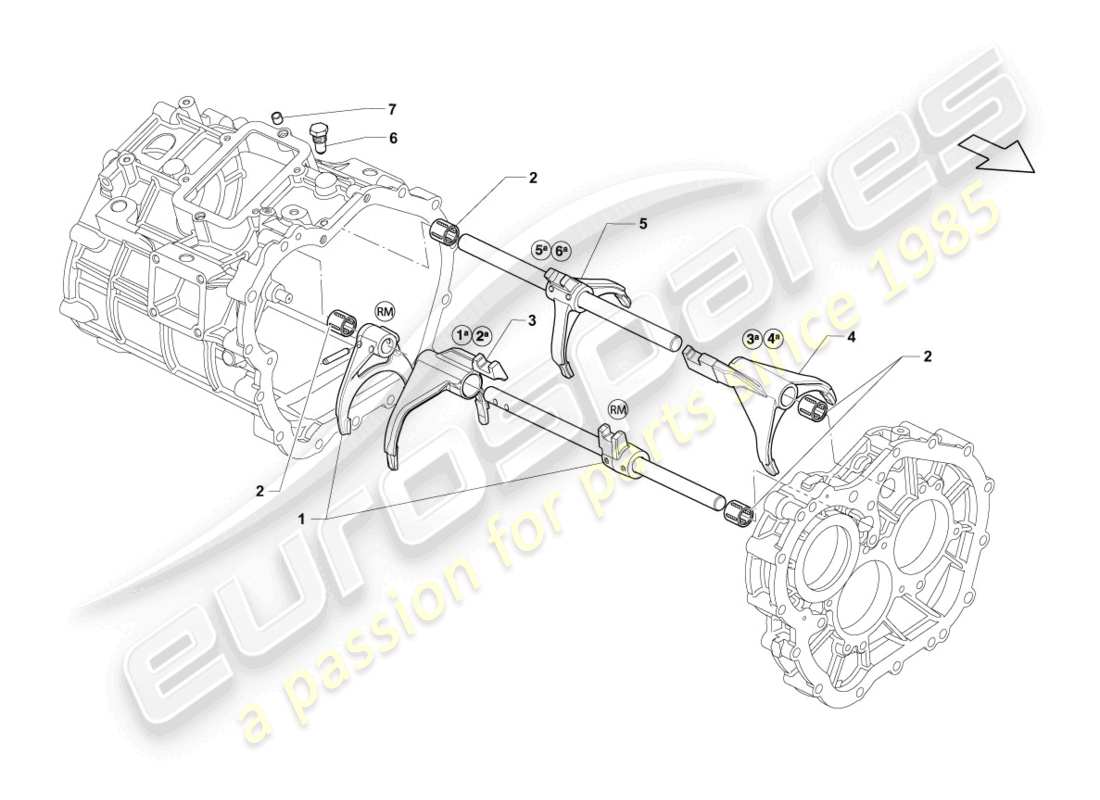 lamborghini lp550-2 coupe (2011) selector fork part diagram