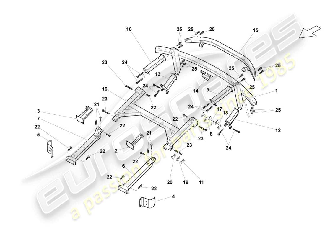 lamborghini gallardo spyder (2008) side member rear part rear part diagram