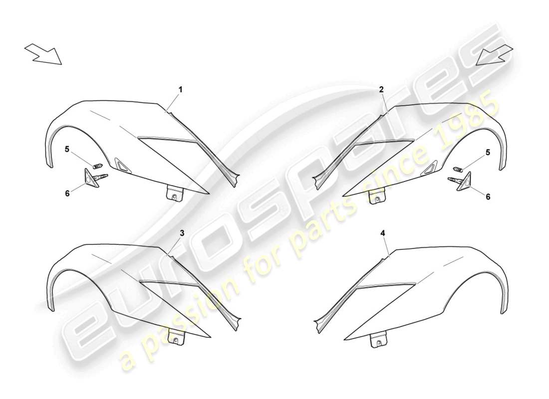 lamborghini lp640 coupe (2010) wing front parts diagram