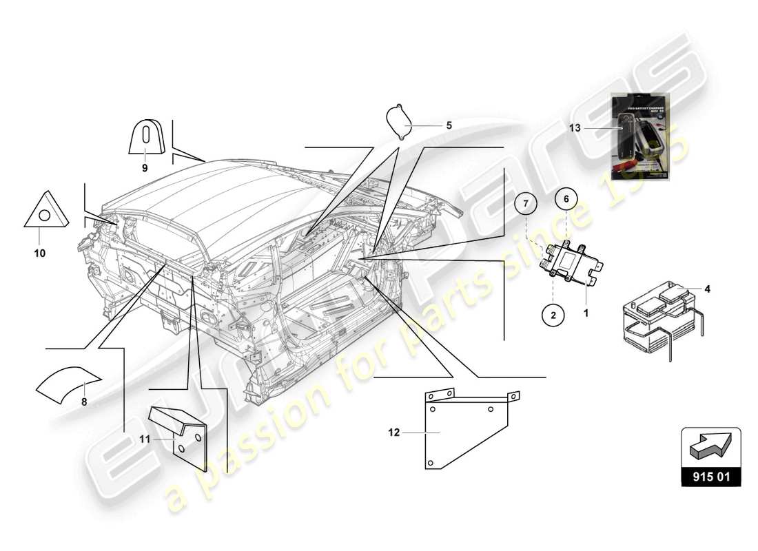 lamborghini 2015 (super trofeo) battery - battery mounting part diagram