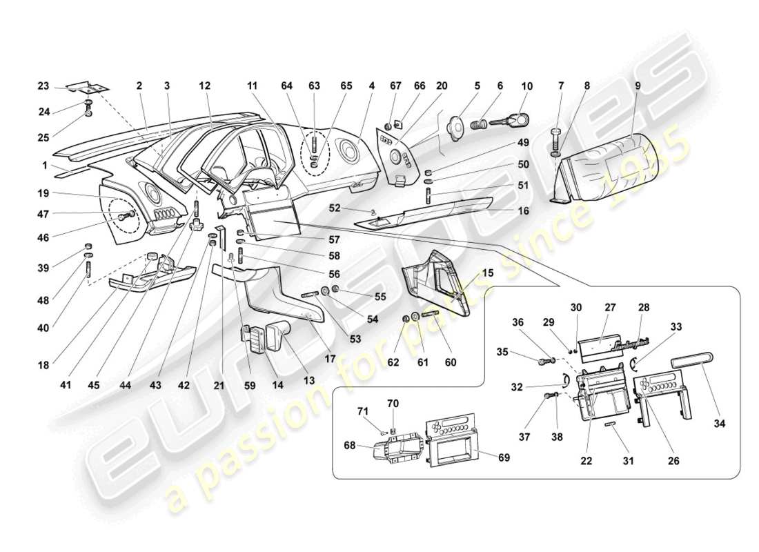 lamborghini reventon roadster dashboard parts diagram