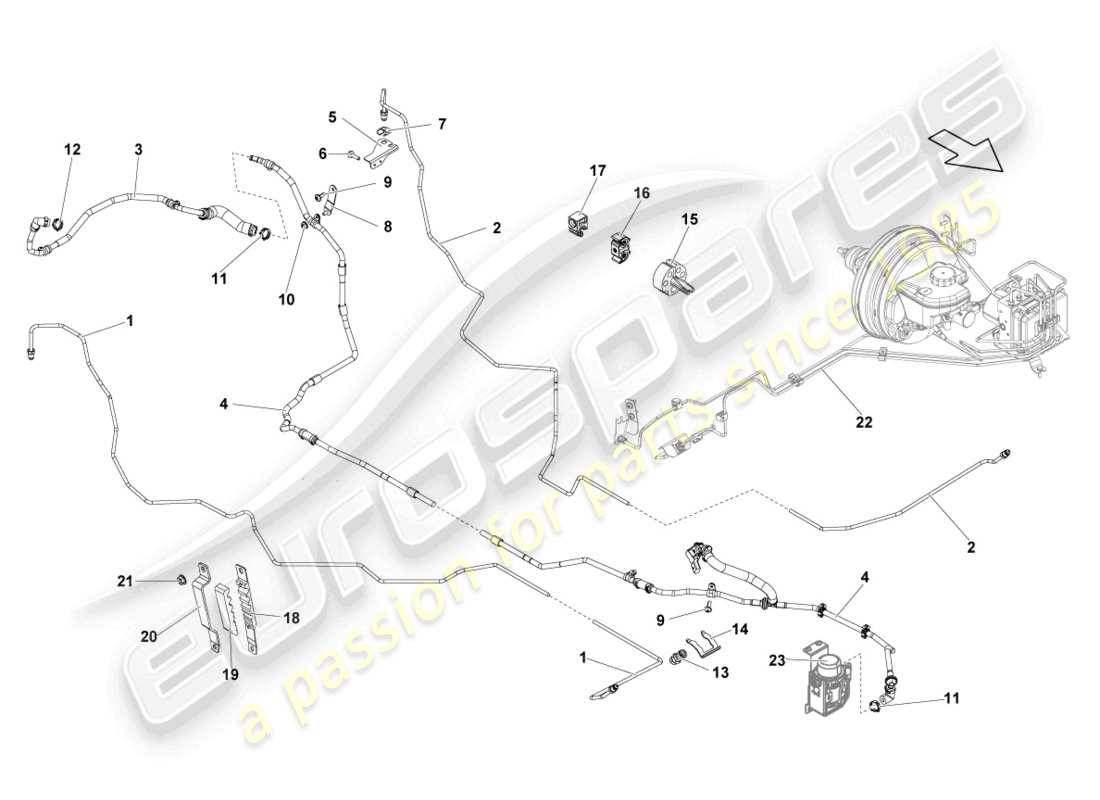 lamborghini lp550-2 spyder (2014) brake pipe part diagram