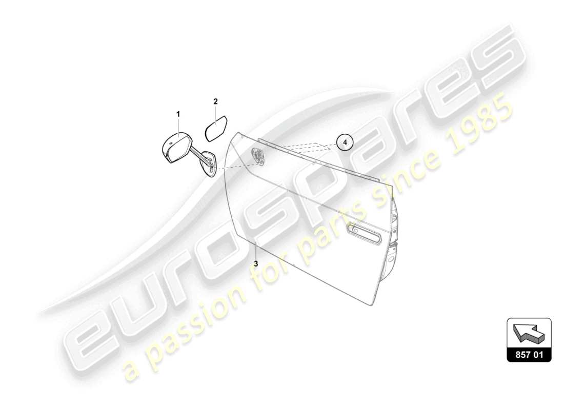 lamborghini 2018 (super trofeo evo) external rear view mirror part diagram