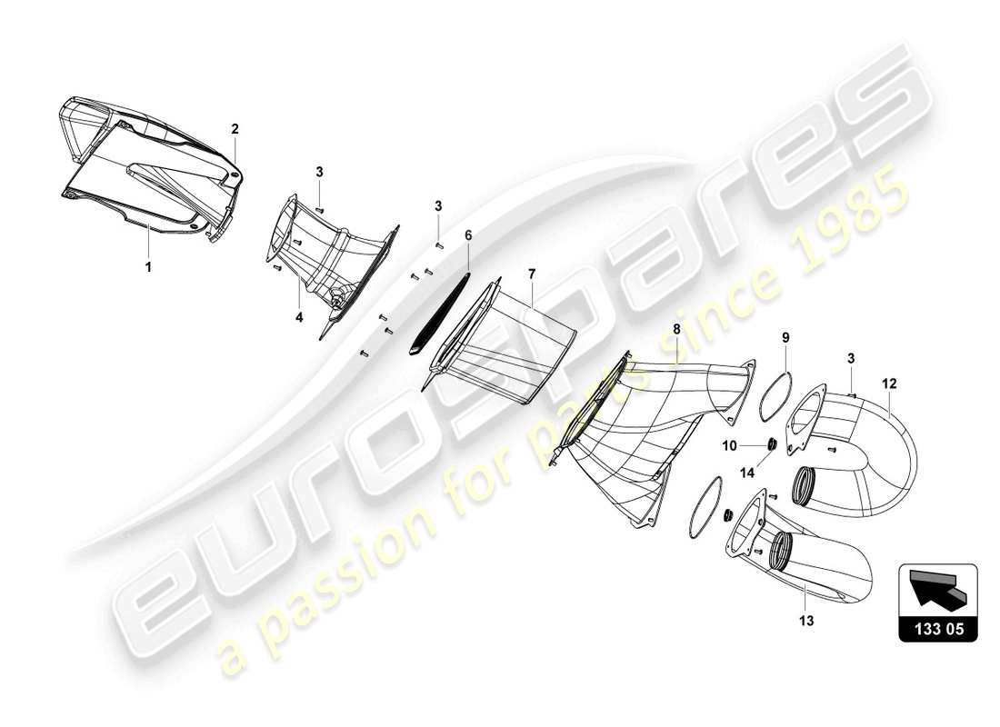 lamborghini 2018 (super trofeo evo) airscoop and air filter part diagram
