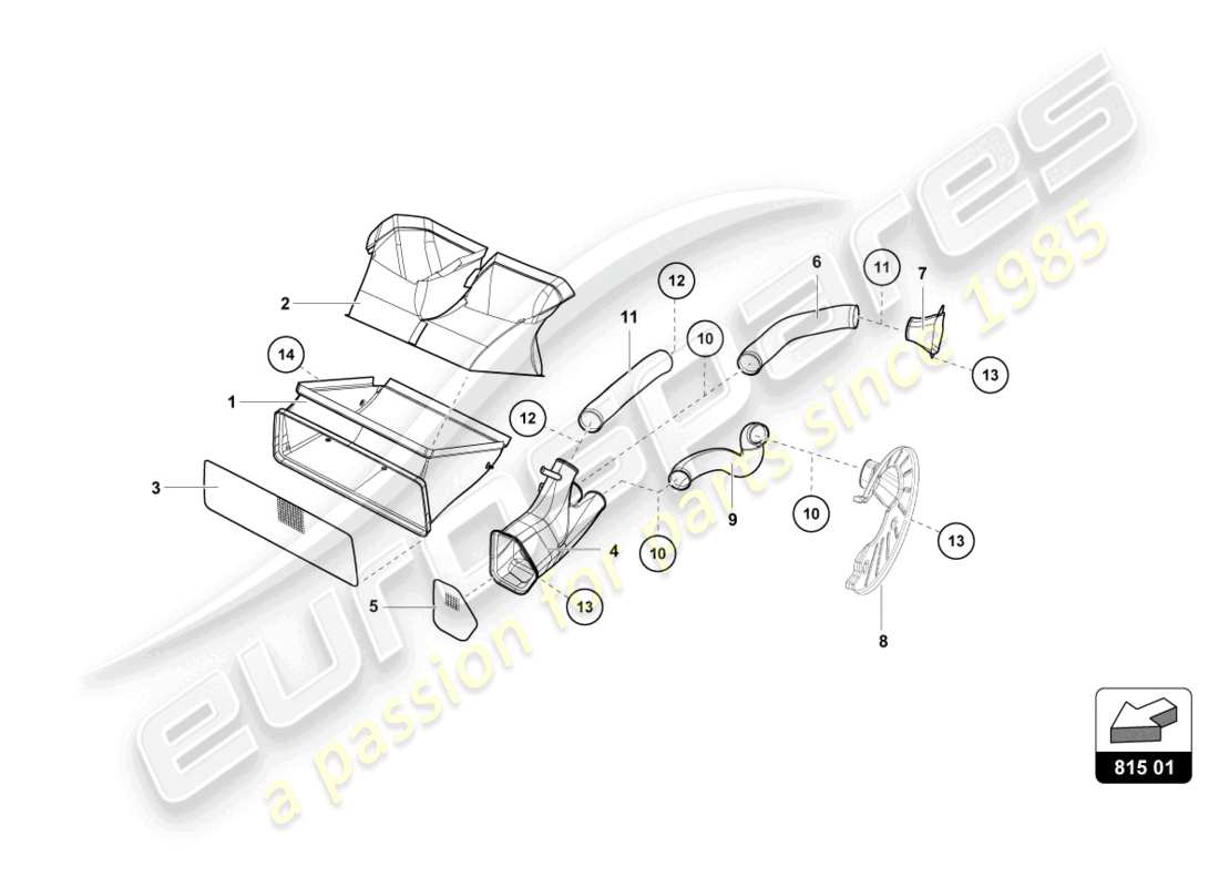 lamborghini 2016 (super trofeo) front brake disc and caliper cooling part diagram