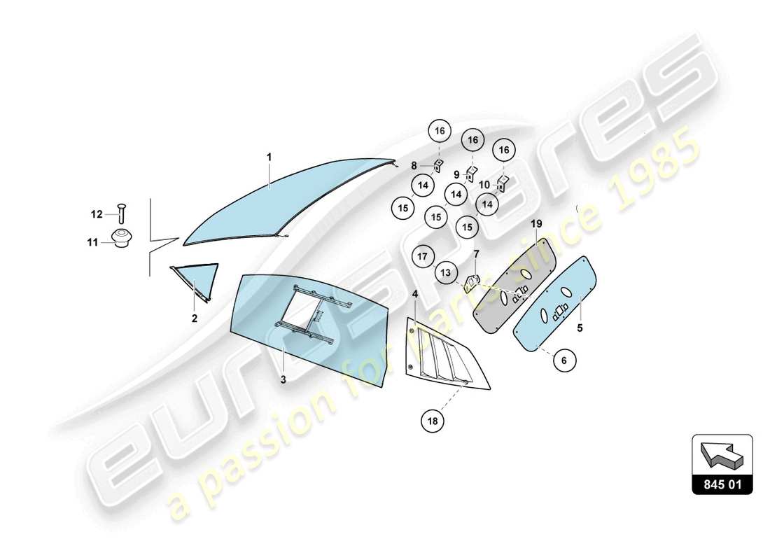 lamborghini 2018 (super trofeo evo) windows part diagram