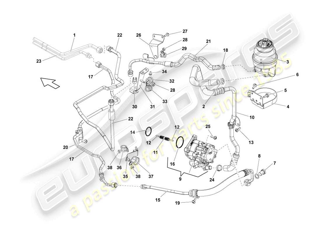 lamborghini lp550-2 spyder (2014) hydraulic system for steering system part diagram