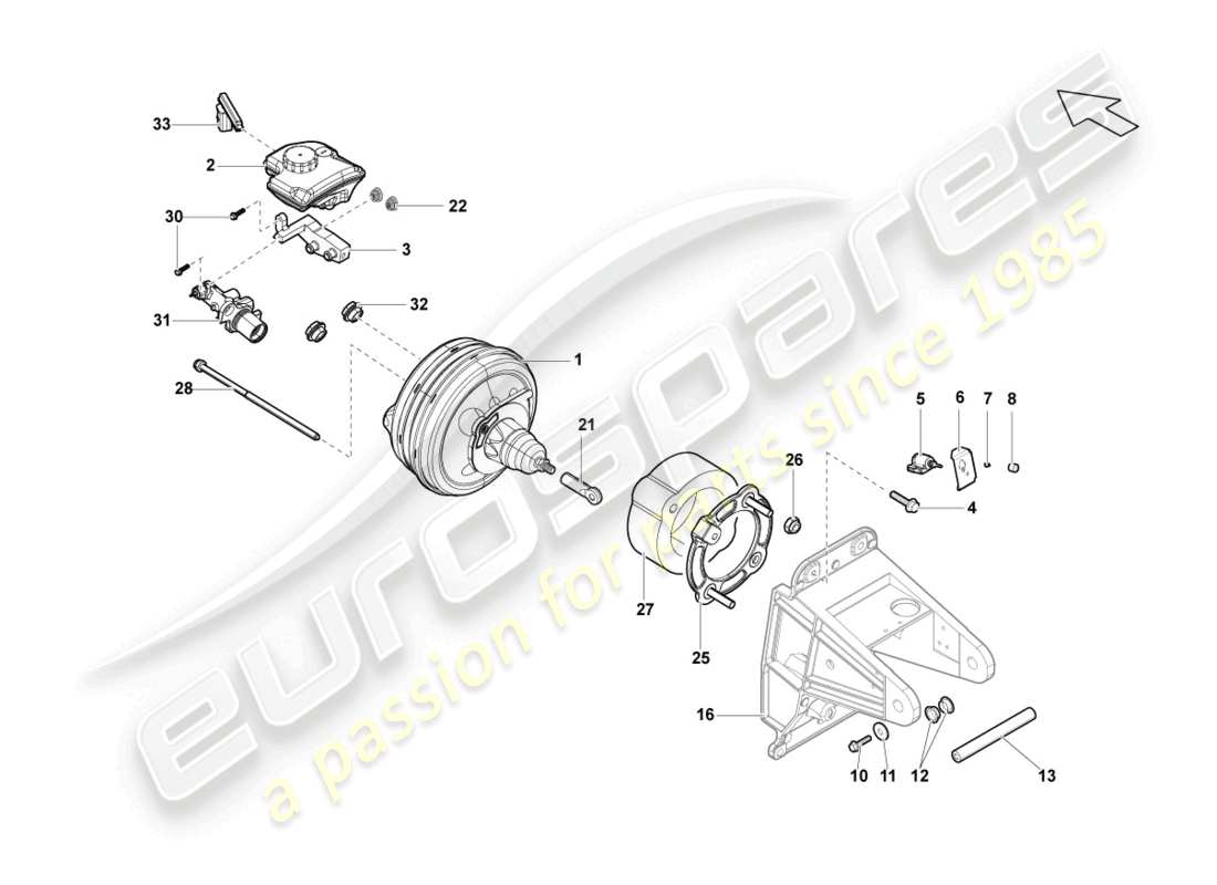 lamborghini gallardo coupe (2007) brake servo part diagram
