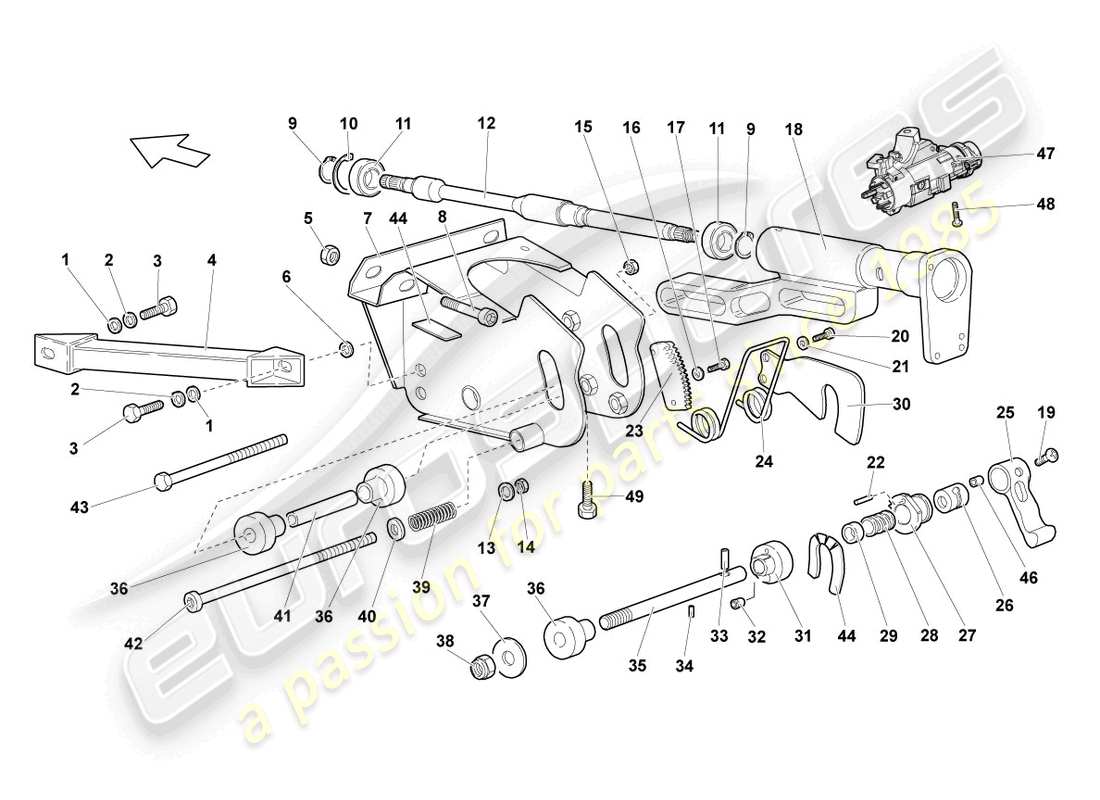 lamborghini lp640 roadster (2010) steering column part diagram