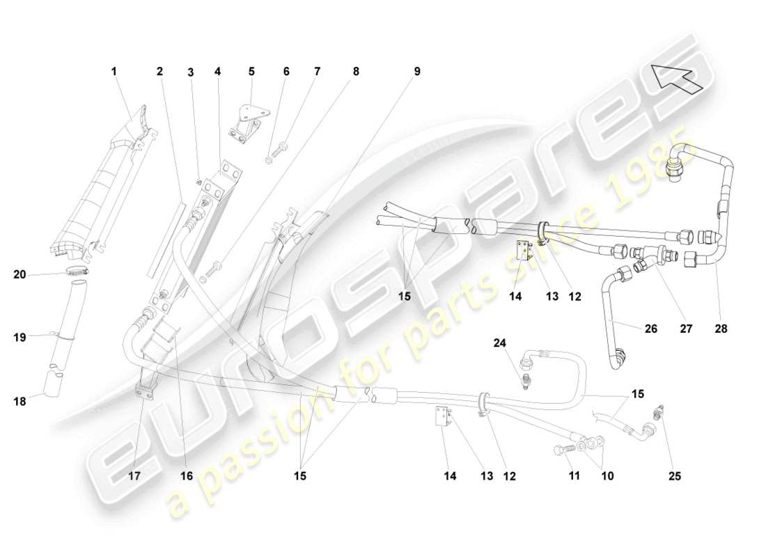 lamborghini gallardo coupe (2007) gear oil cooler part diagram