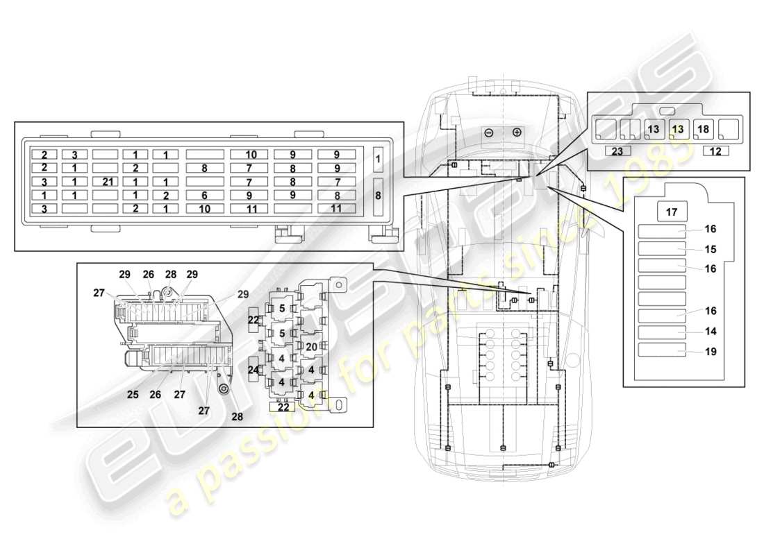 lamborghini lp550-2 coupe (2011) central electrics part diagram