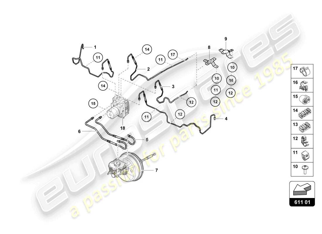 lamborghini 2023 (tecnica) brake line parts diagram