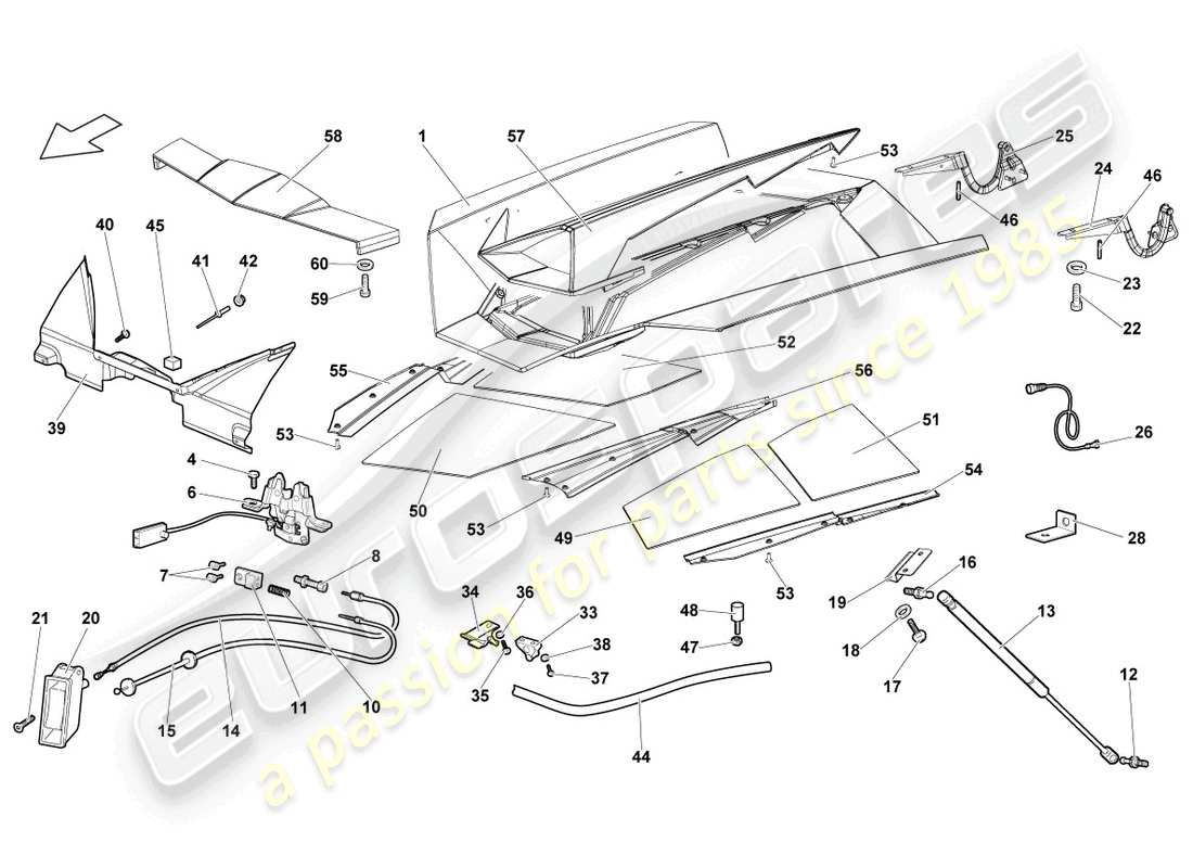 lamborghini reventon roadster flap for engine cover rear parts diagram