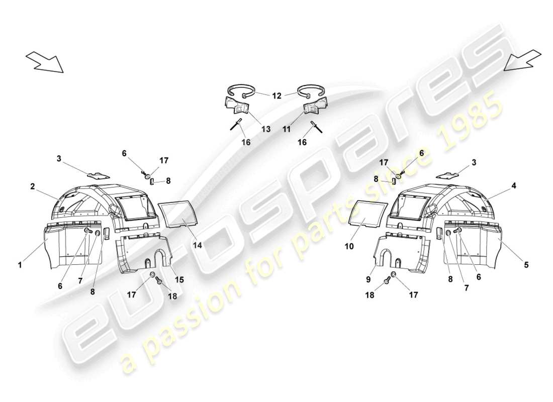 lamborghini reventon roadster wheel housing liner front parts diagram
