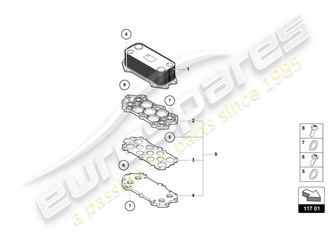 lamborghini 2023 (evo coupe) gear oil cooler part diagram